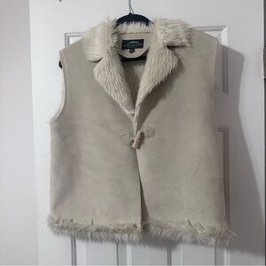Montana Co Clothing Company Faux Fur collar Suede Vest Cowgirl‎ Western Size M